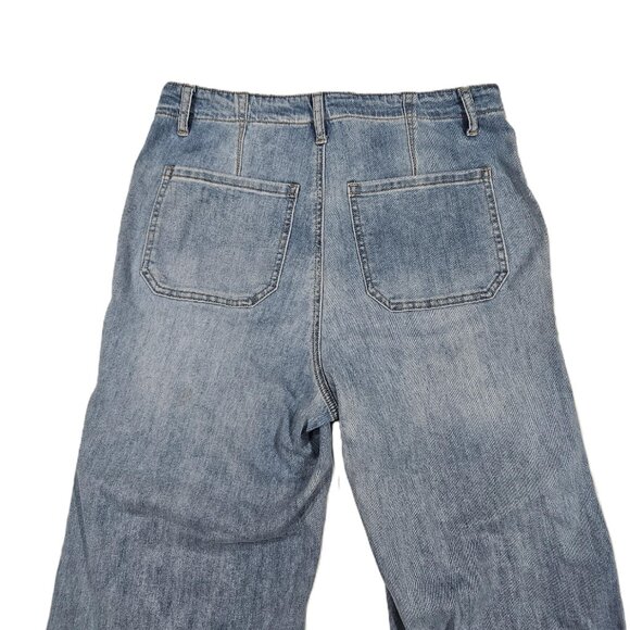 Tribal Caroline Cropped Wide Leg Jeans Size 8 Light Wash Button Front - Picture 4 of 9
